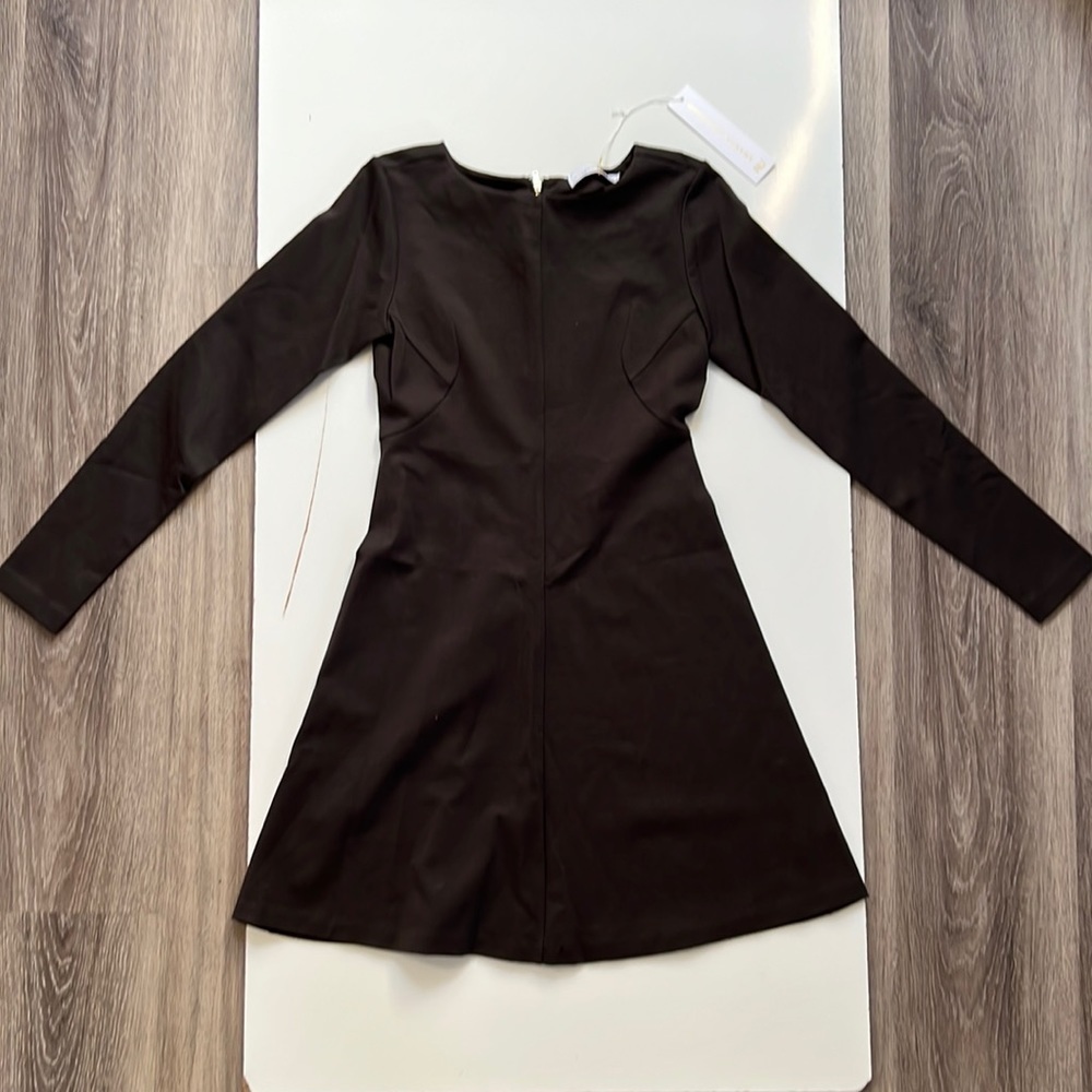 NWT Amanda Uprichard Brown Mini Dress Small Long Sleeve Fit Flare Cocktail